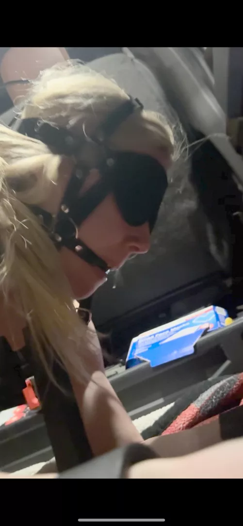 Who doesn’t love a good harness gag/blindfold setup? 