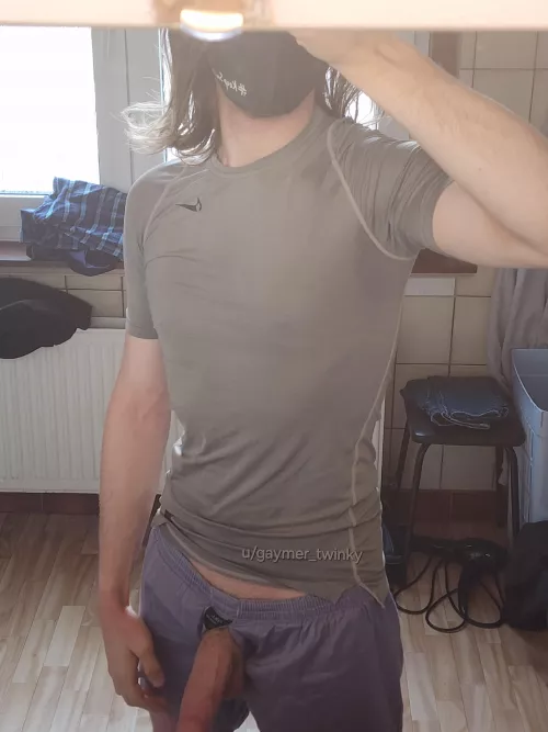 [18]wearing my brother's used underwear and his dirty sport shirt while wearing my cum mask made me so horny 