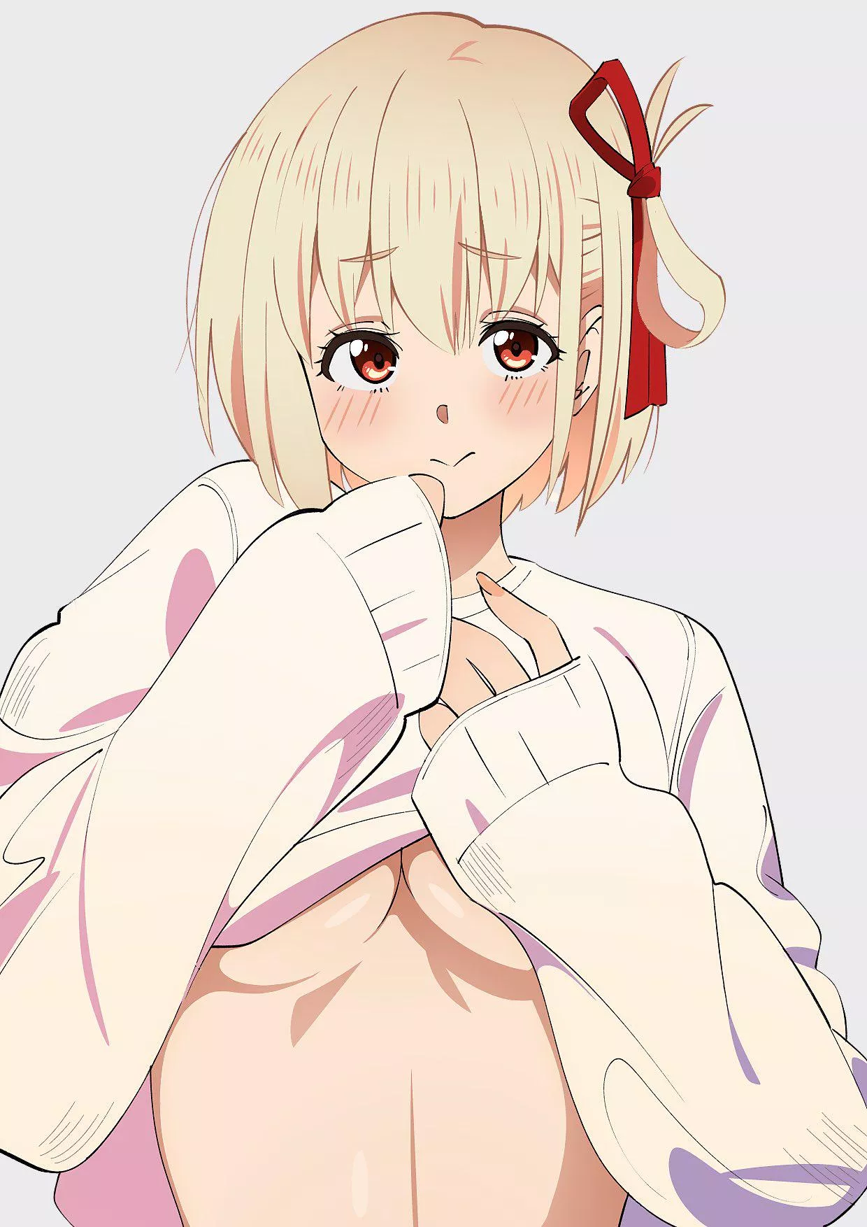 Chisato Teasing Her Breasts (Lycoris Recoil)