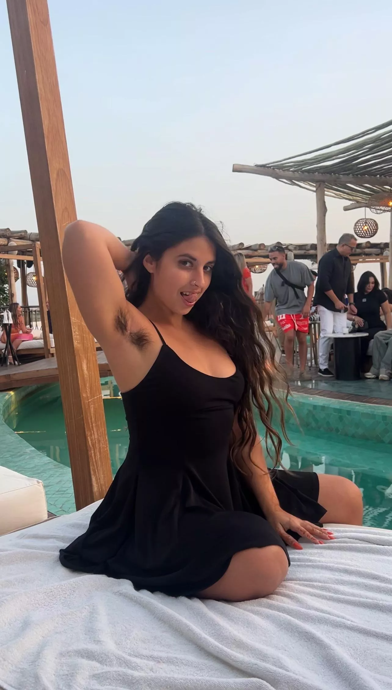 Hairy armpits at nobu Marrakesh 