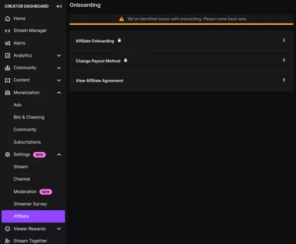 I'm an affiliate but I'm getting this error