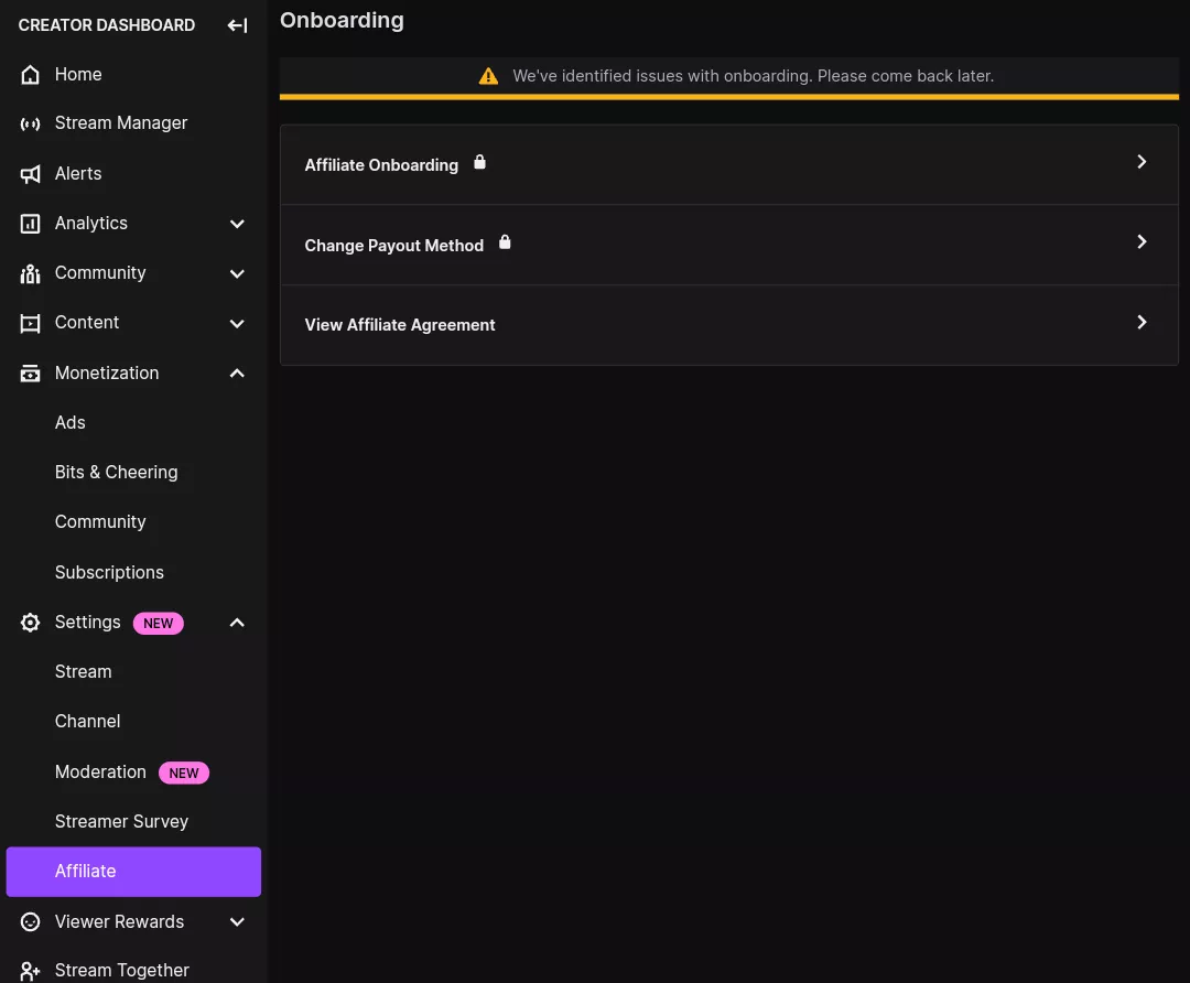 I'm an affiliate but I'm getting this error