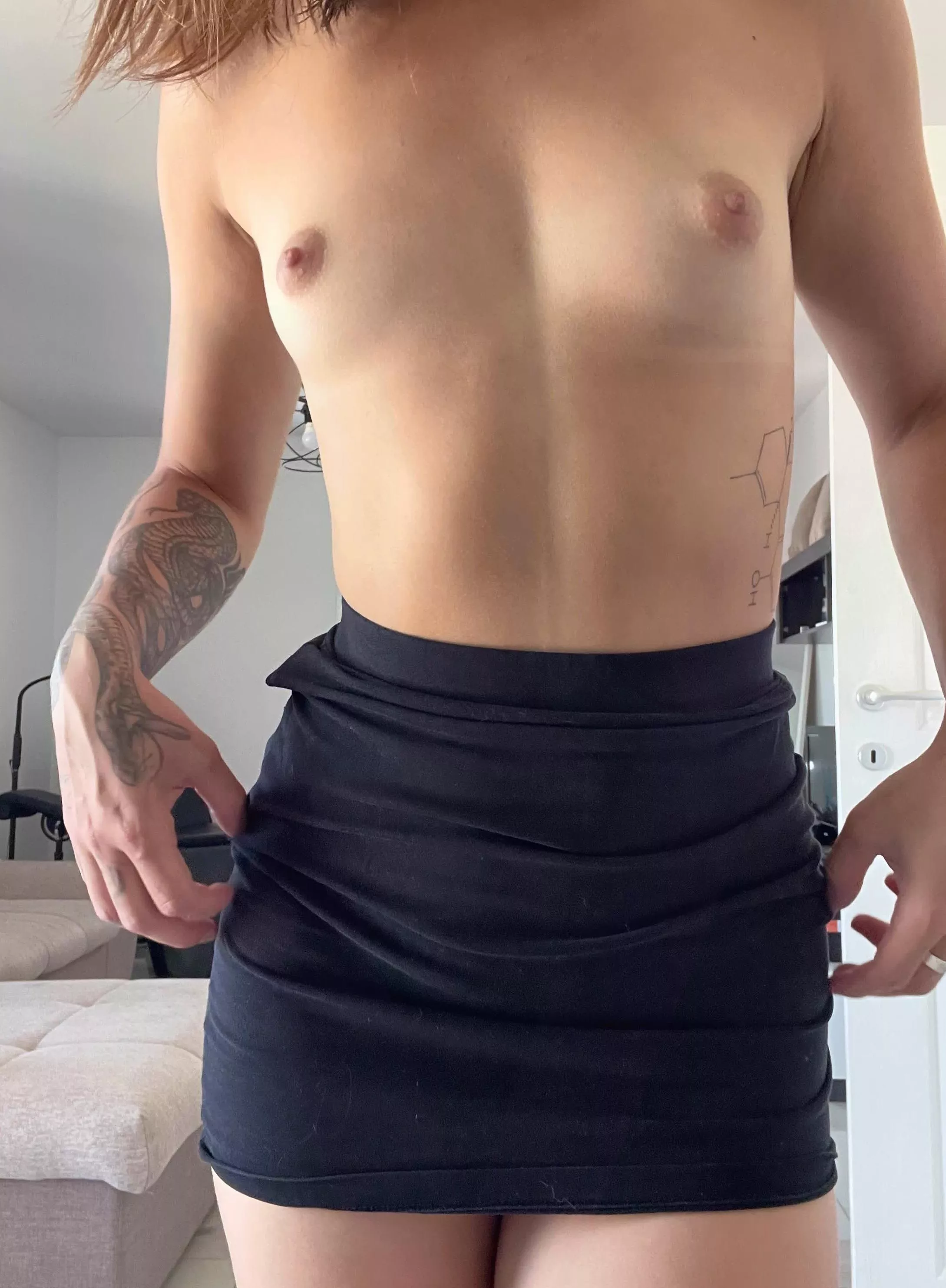 My cute boobs are hungry for your caresses