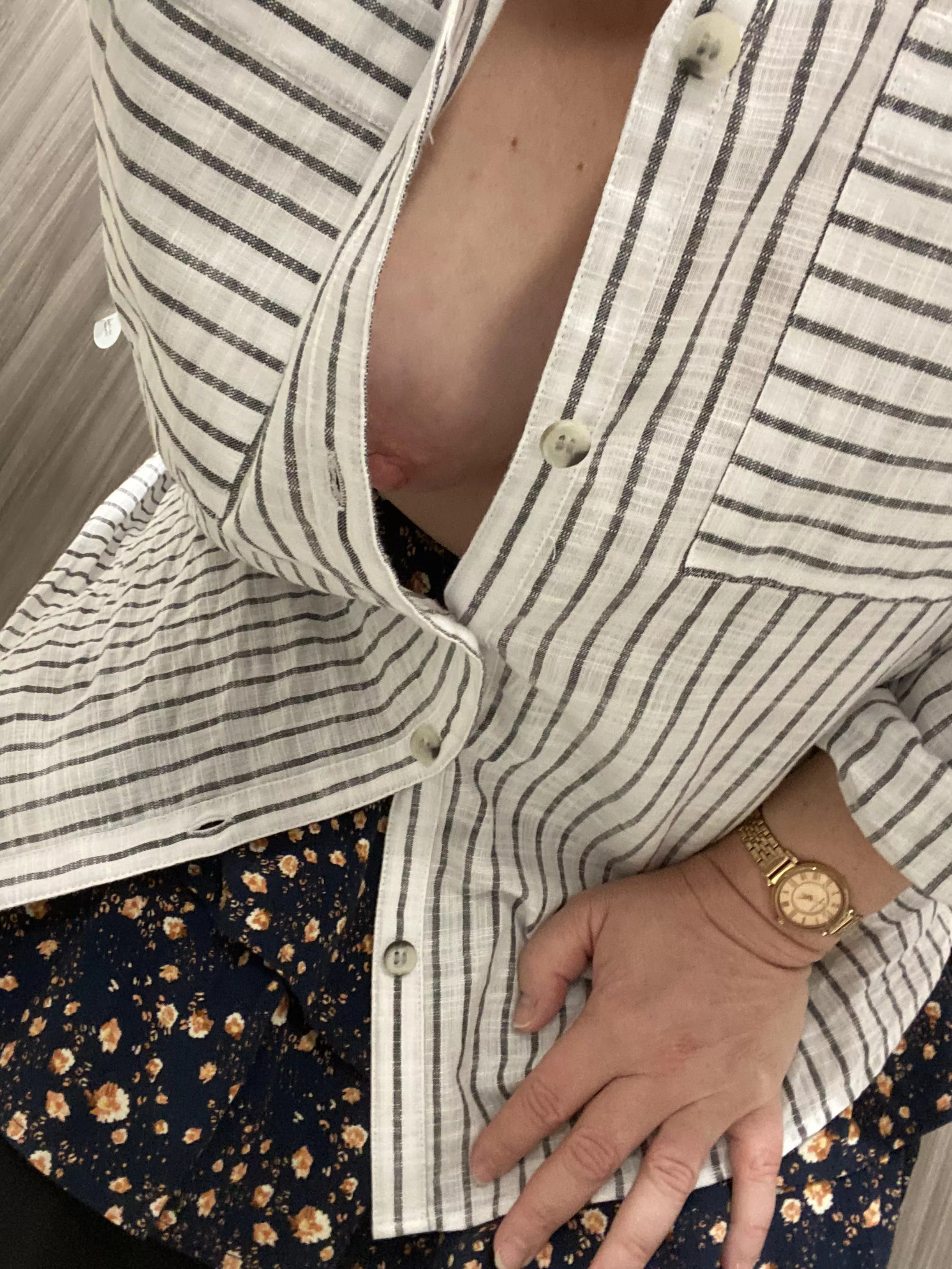 Still working out how many buttons to do up on my new shirt