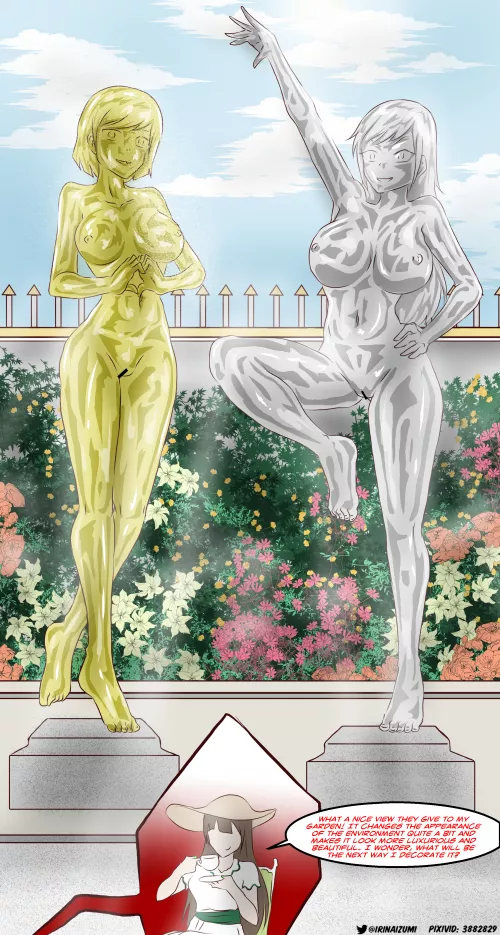 Couple ends up turned into gold and silver statues