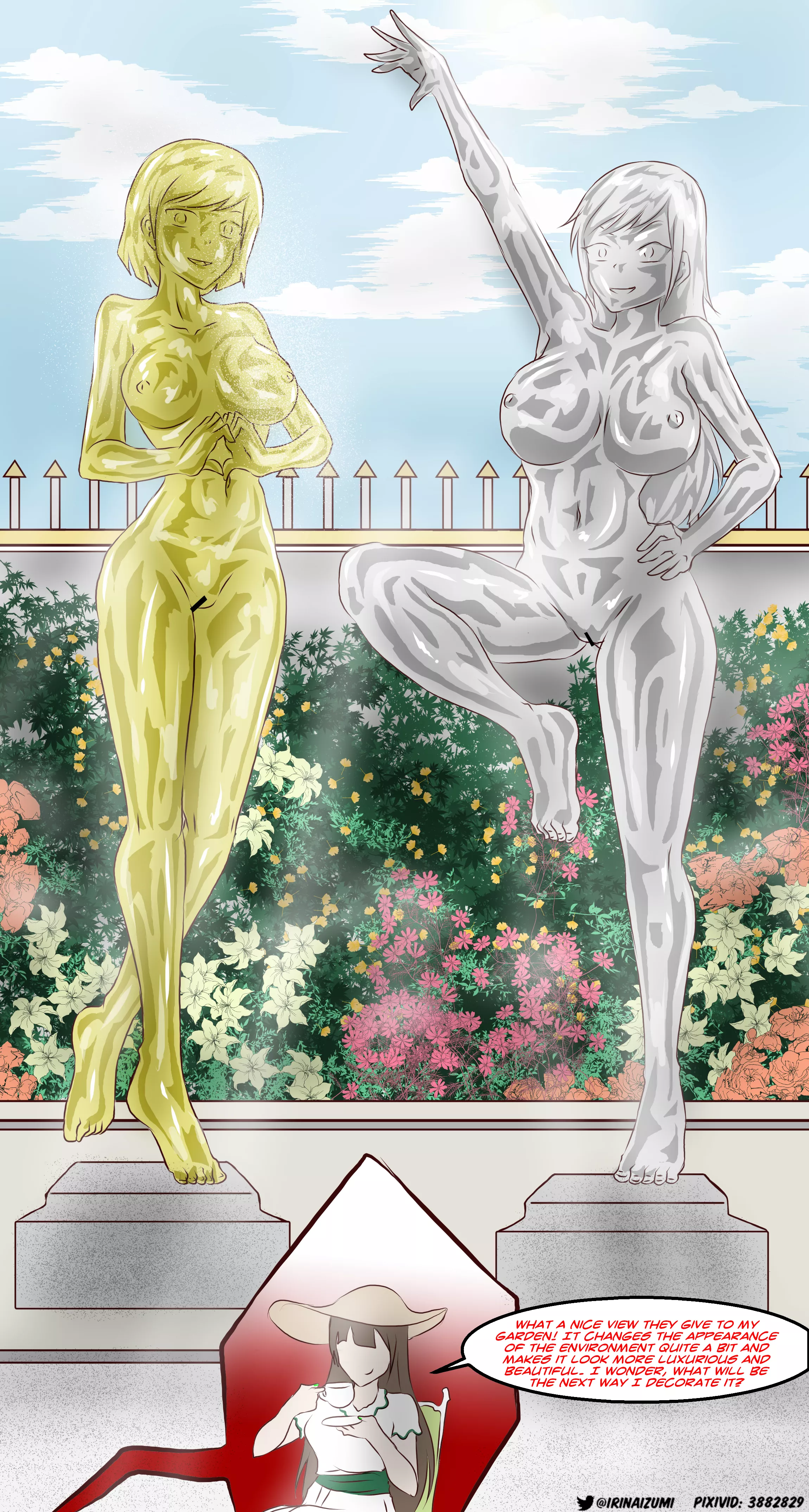 Couple ends up turned into gold and silver statues