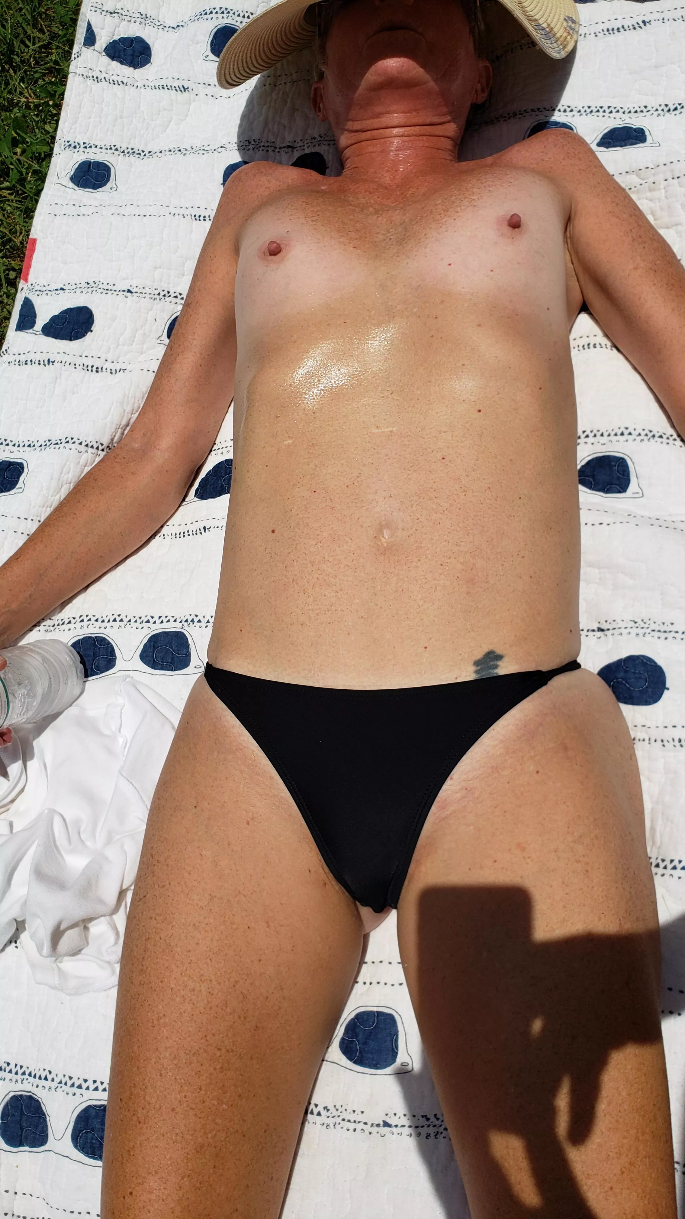 My wife's sweaty tiny tits. DM is open. 