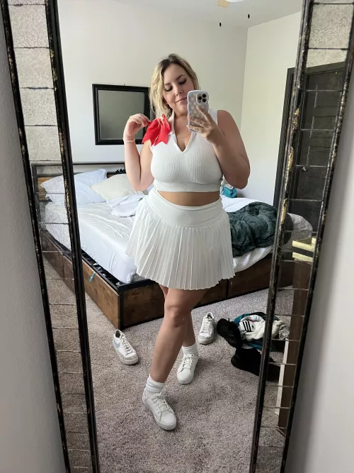 No bra in my tennis whites 