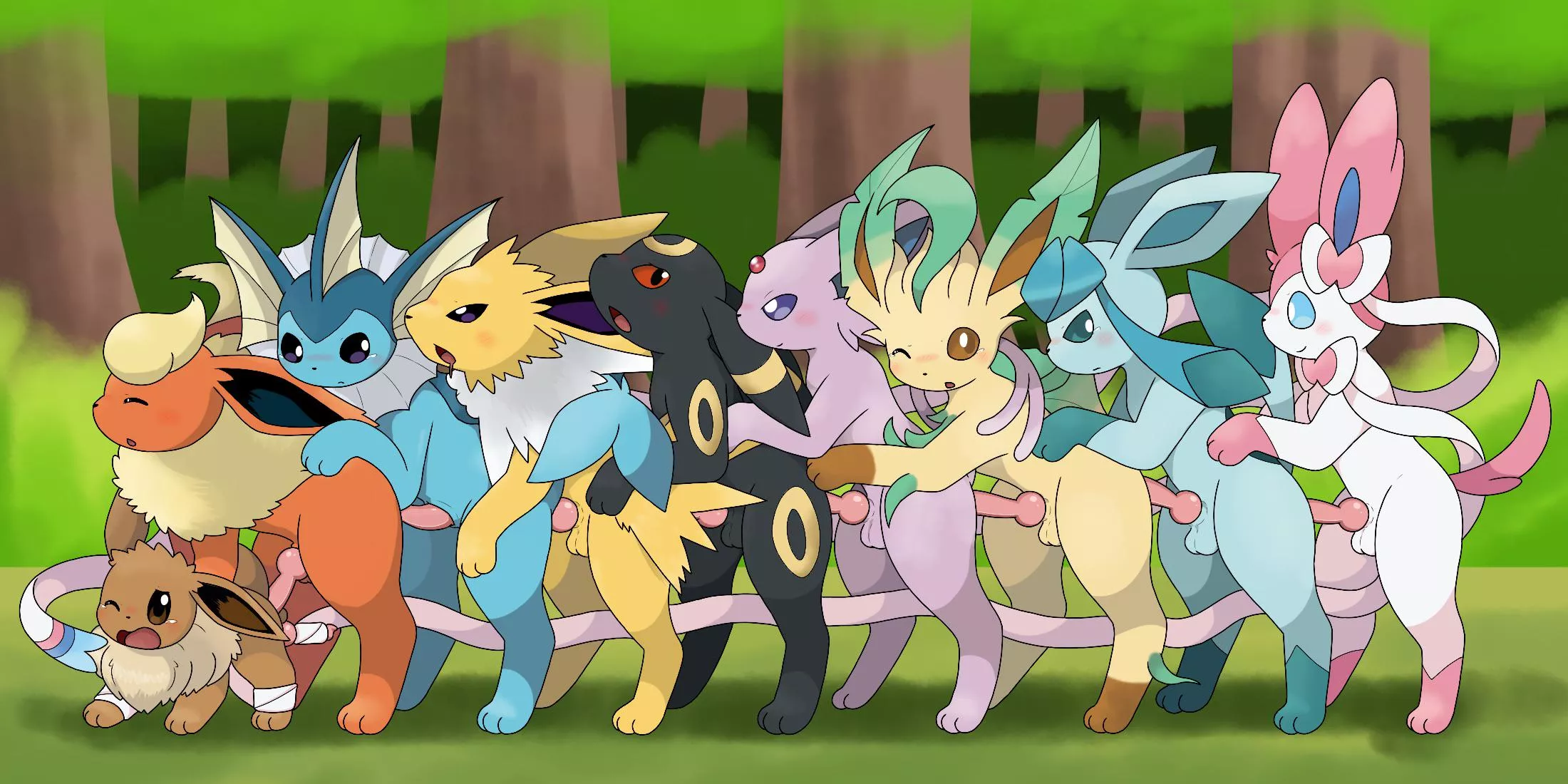 All the eeveelutions decide to have a nine-some [M]