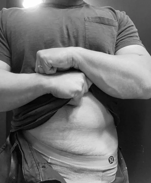 Black and white and thick all over.