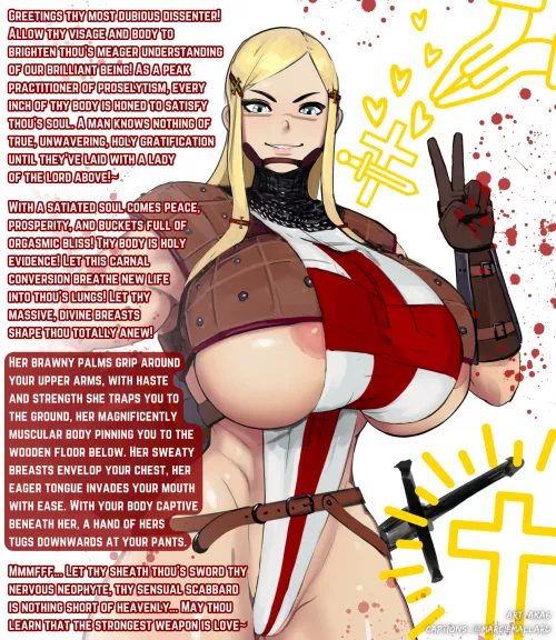 Carnal crusading~ [POV] [Muscular Woman] [Religion] [Conversion] [Blood] [Dubcon] [Credits in Caption]