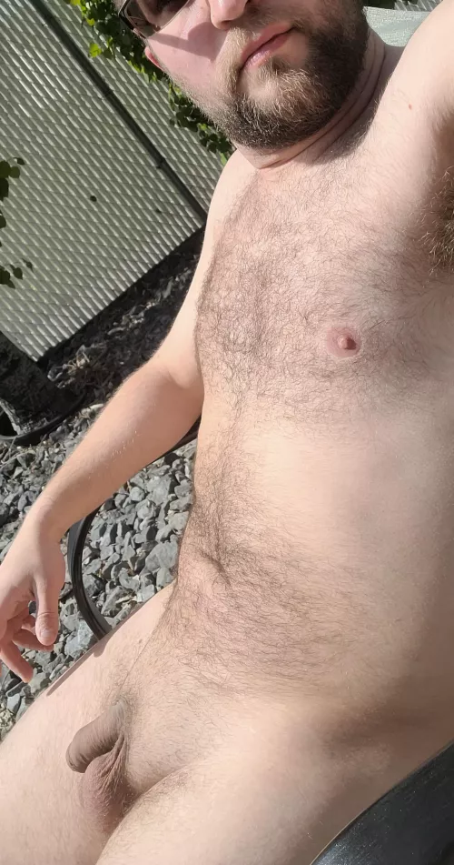 Chilling in the backyard soaking up the sun