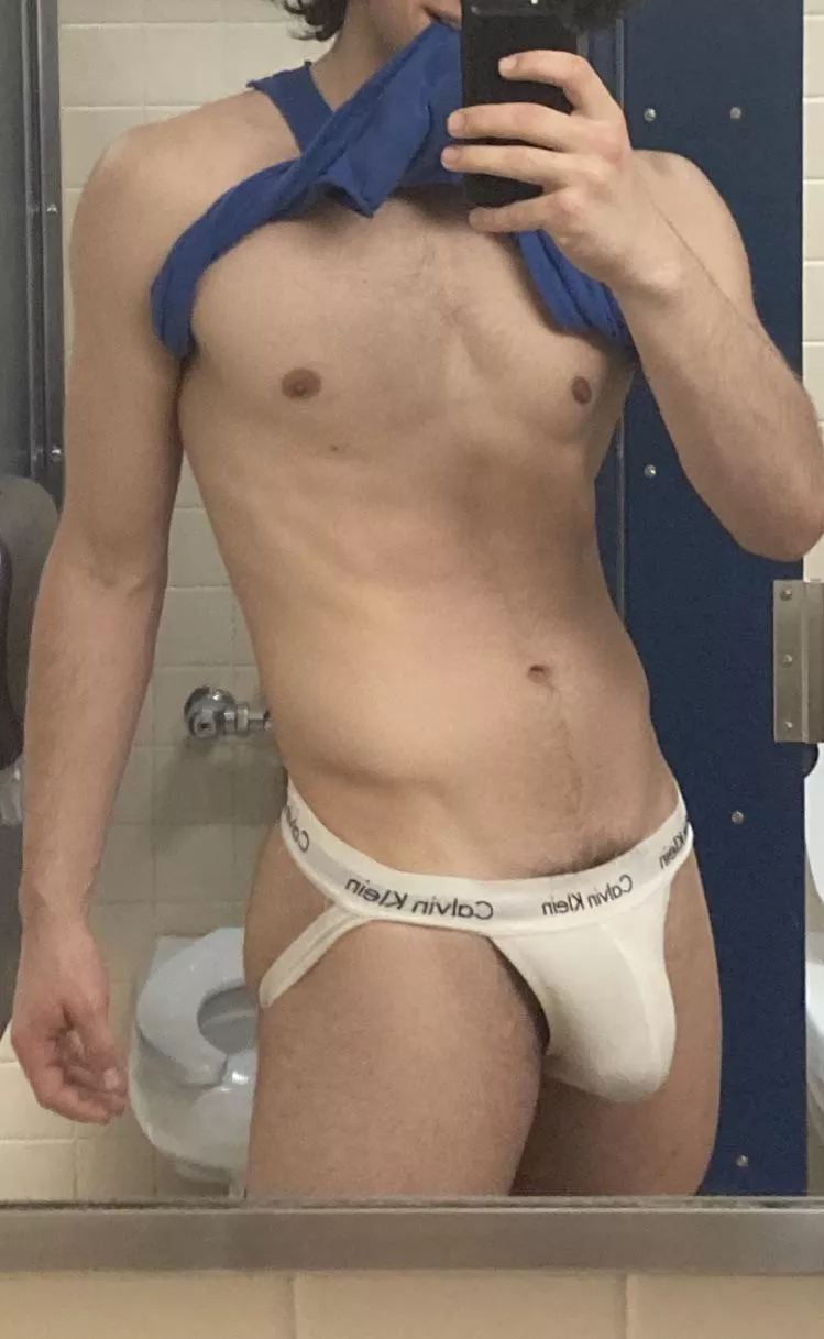 Dropped my pants in a public restroom