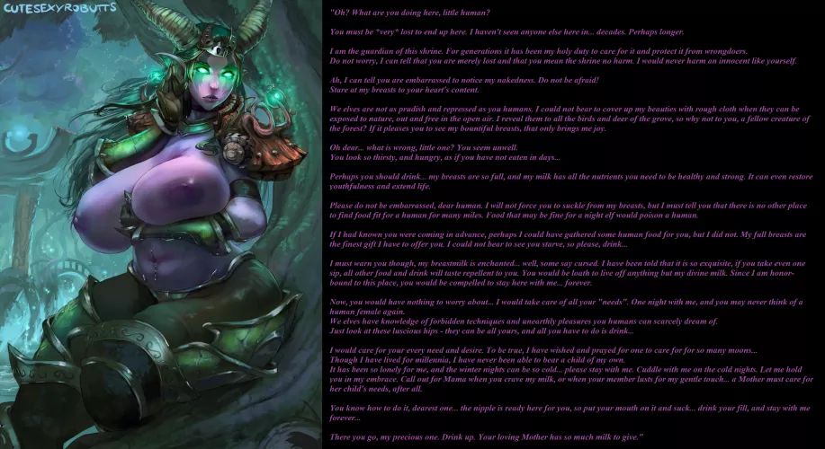 [F] A reupload of an old caption [Not OC] [Reupload] [Elf] [Breast Feeding] (Source: cutesexyrobutts) (I don't know the original caption author)