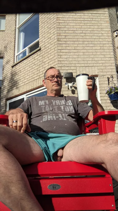 Having my morning coffee