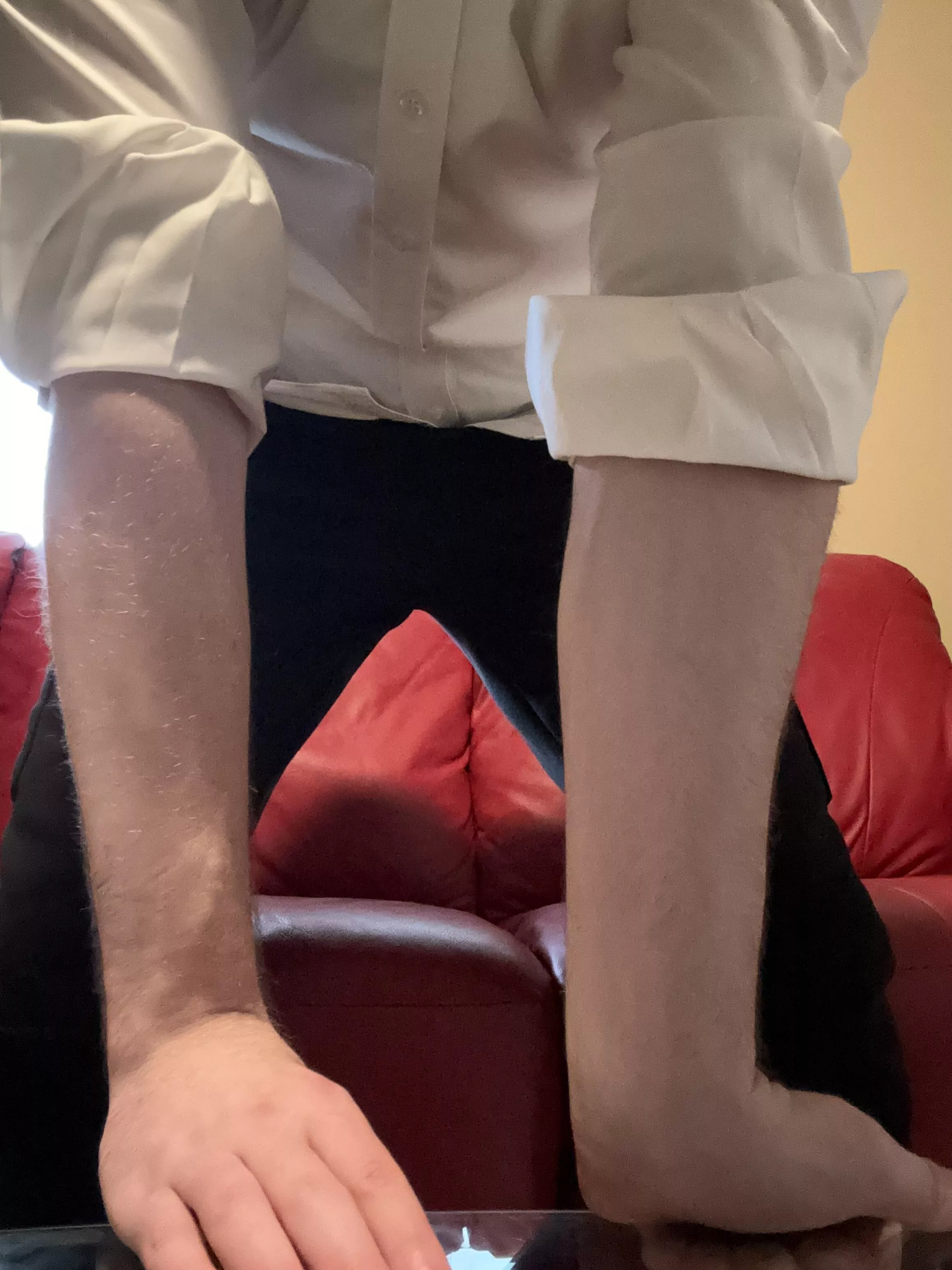 Leaning forward to look at you