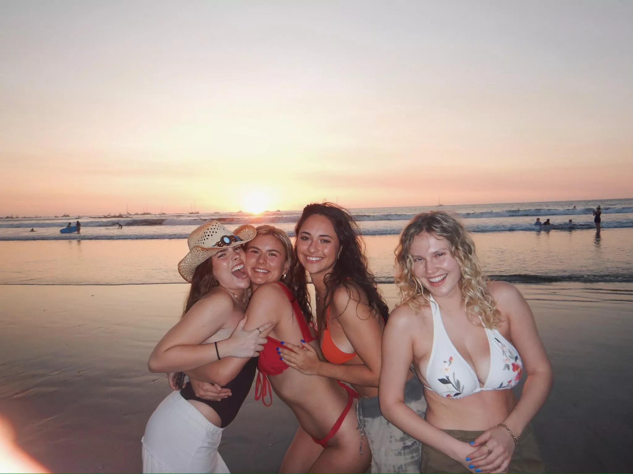 The only one not hugging