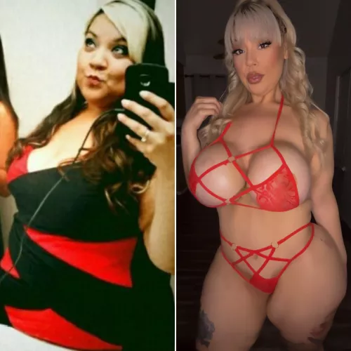 From a big girl to a bigger bimbo slut [oc] 