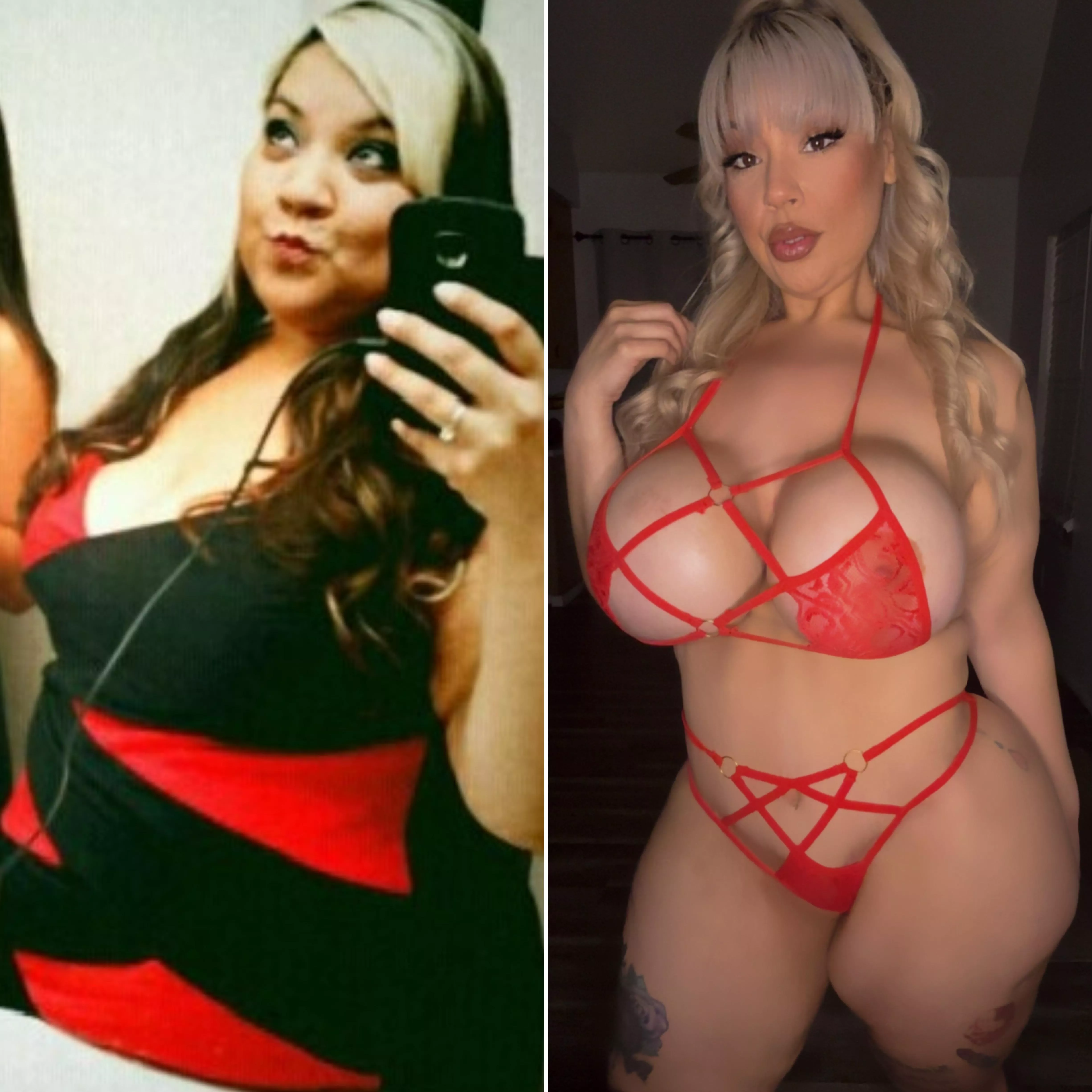 From a big girl to a bigger bimbo slut [oc] 