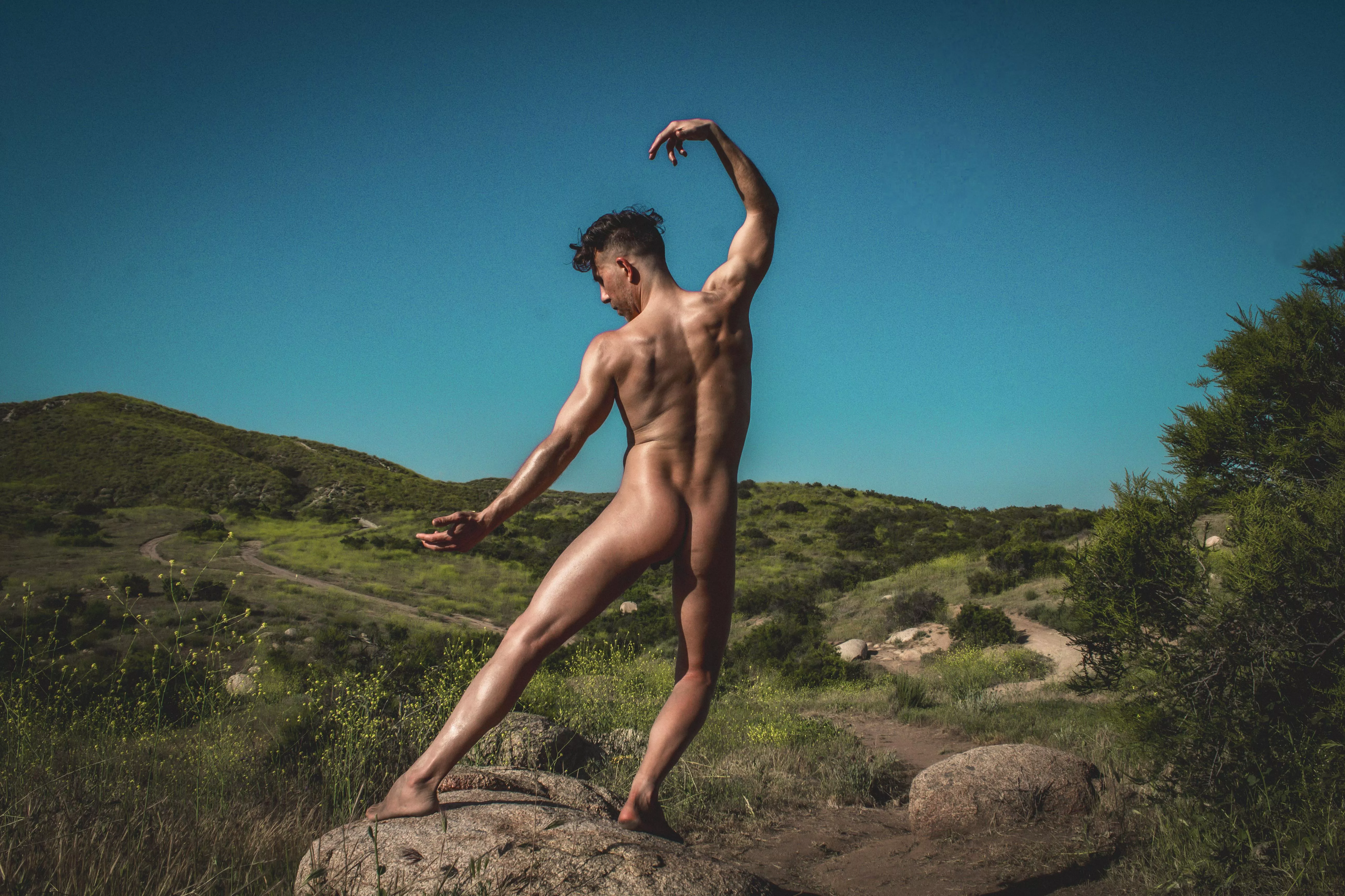 Dancing on nude hike 