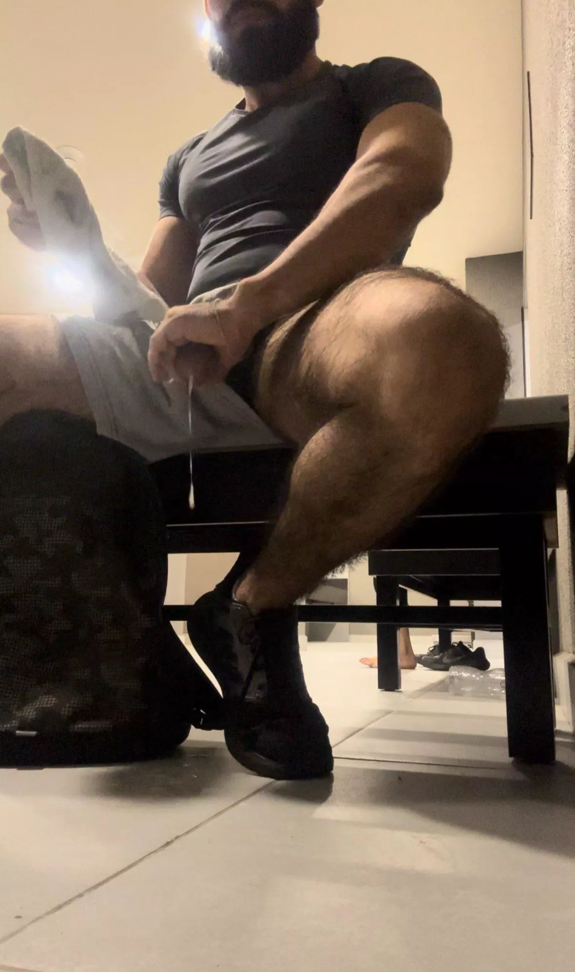 Got horny at the gym, mind cleaning it up?
