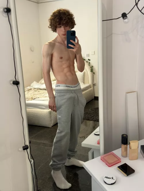 Grey pants can’t hide your boner