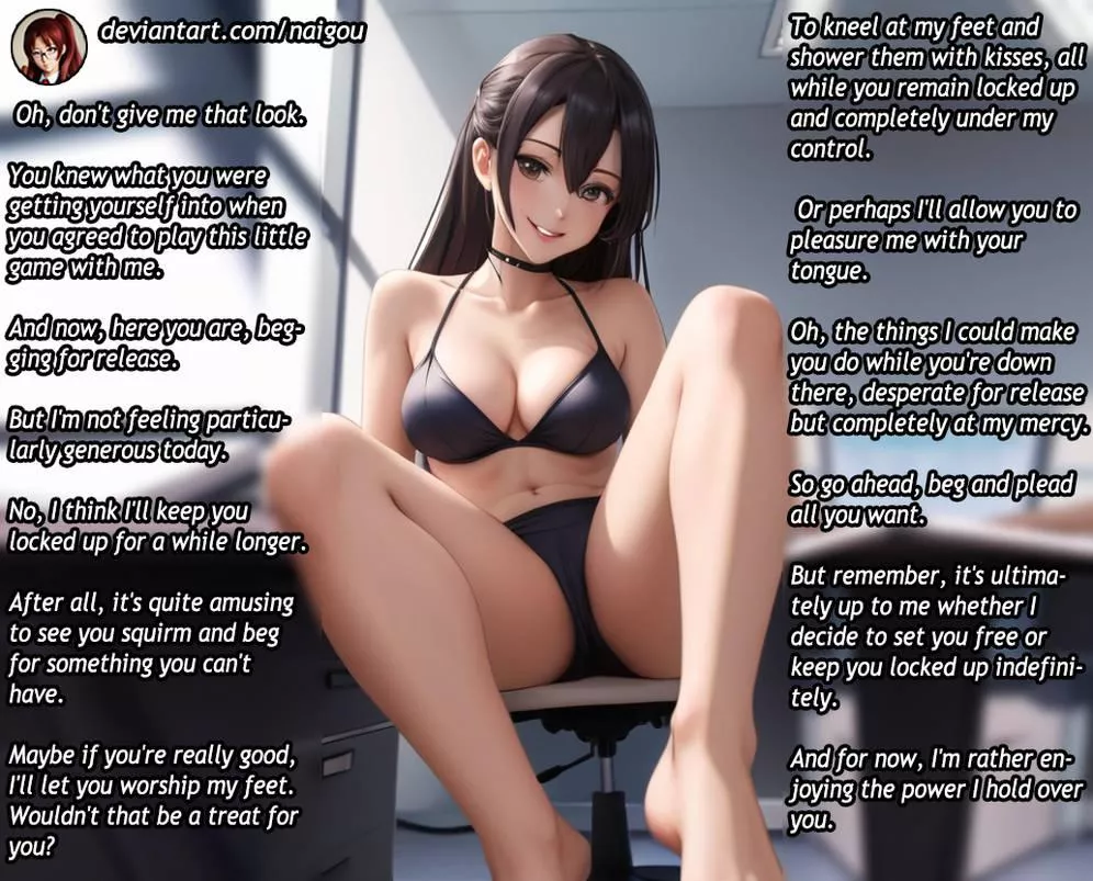 Oh, don't give me that look [femdom][chastity][feet]