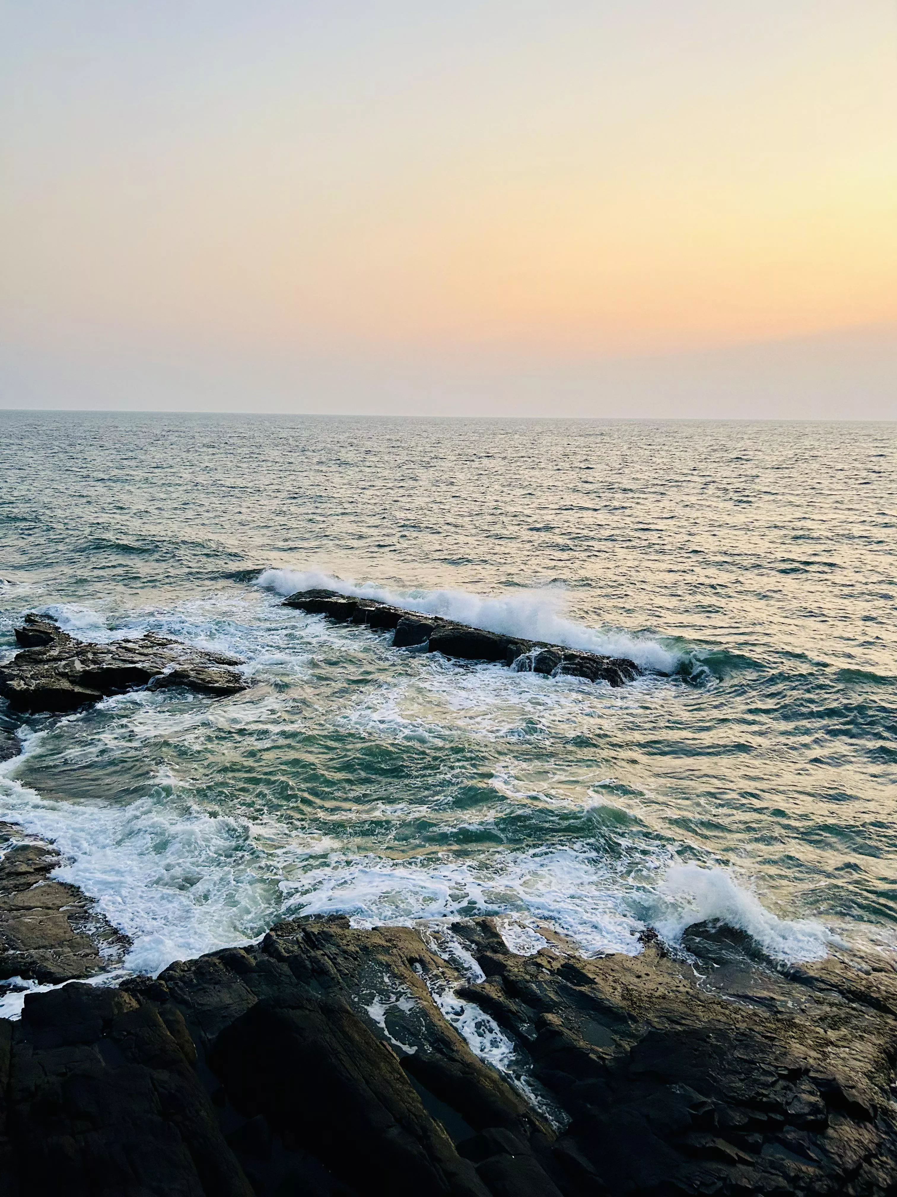 Waves crashing on rocks