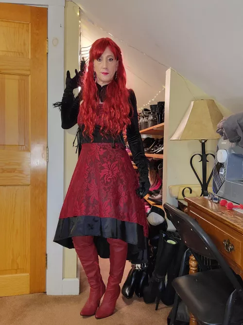 Red leather thigh highs were on the menu this past Valentines day.