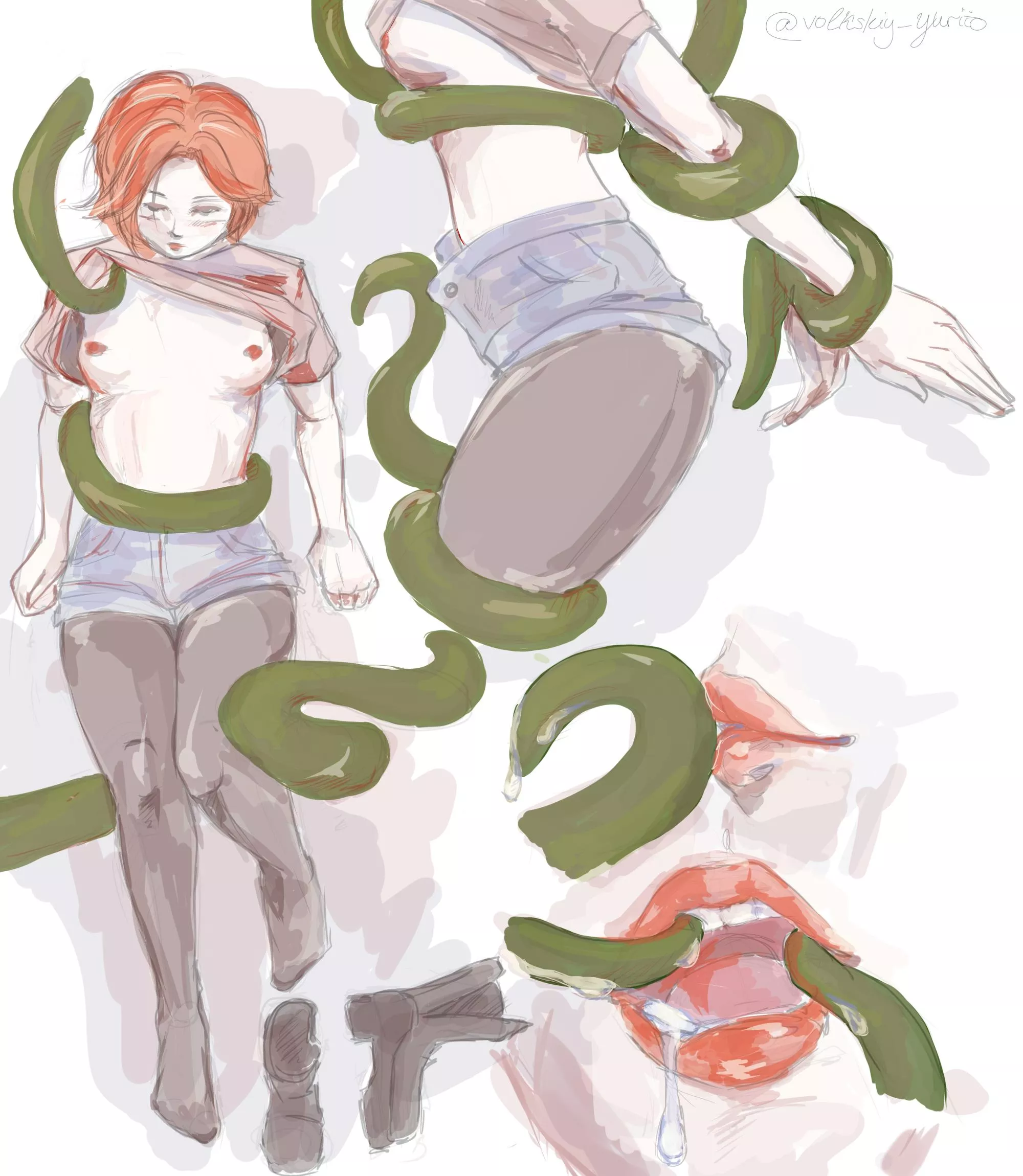 Tentacles, by me, experimenting with different art styles for NSFW art