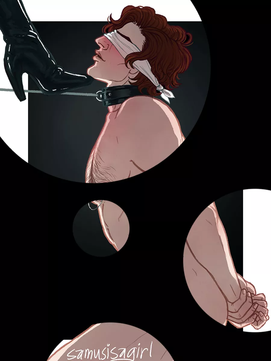 Kneeling at her feet