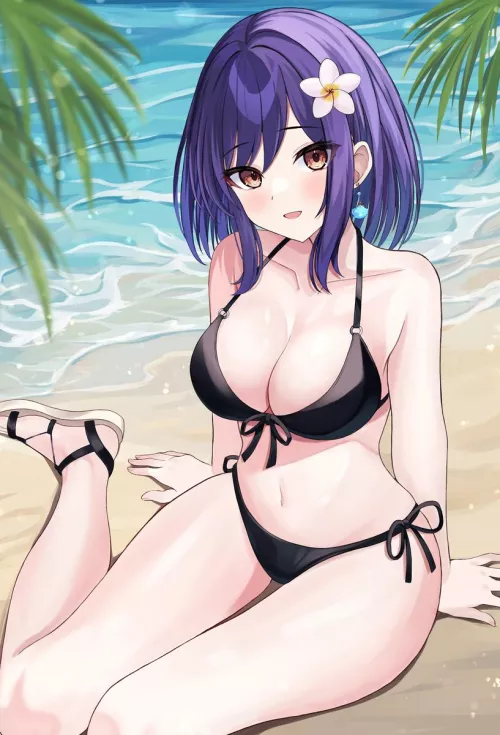 Purple Haired Beauty At The Beach [Original]