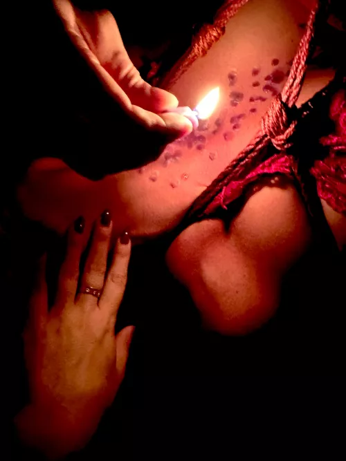 Shibari Suspension combined with Wax and Knife play