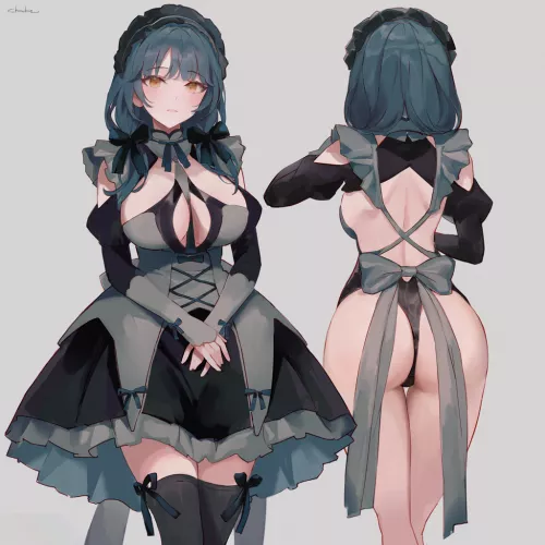 A Grey and black maid