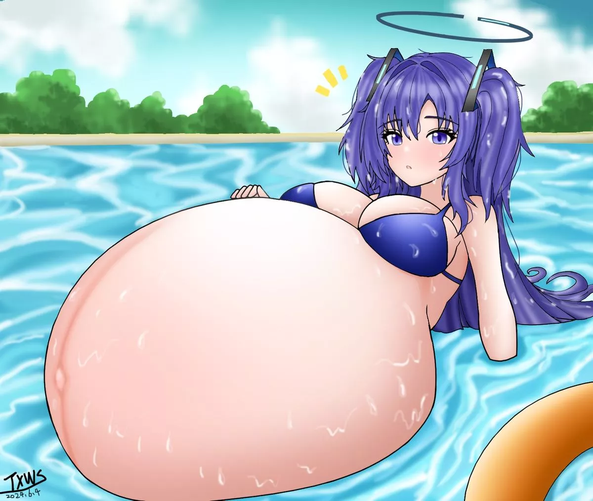 Pregnant Yuuka. Wonder how many she has in there.... (土星王孙)