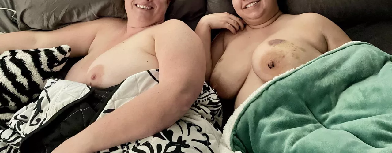 Big smiles and big tits. Were ready for your husbands big dick