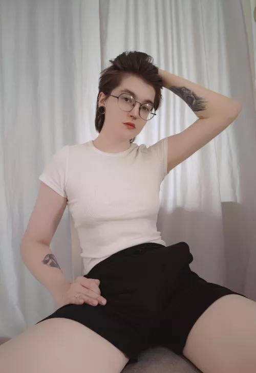 Kneel between my legs and I'll unbutton my shorts