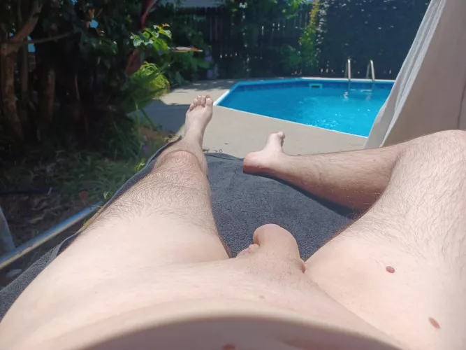 Louging by my pool