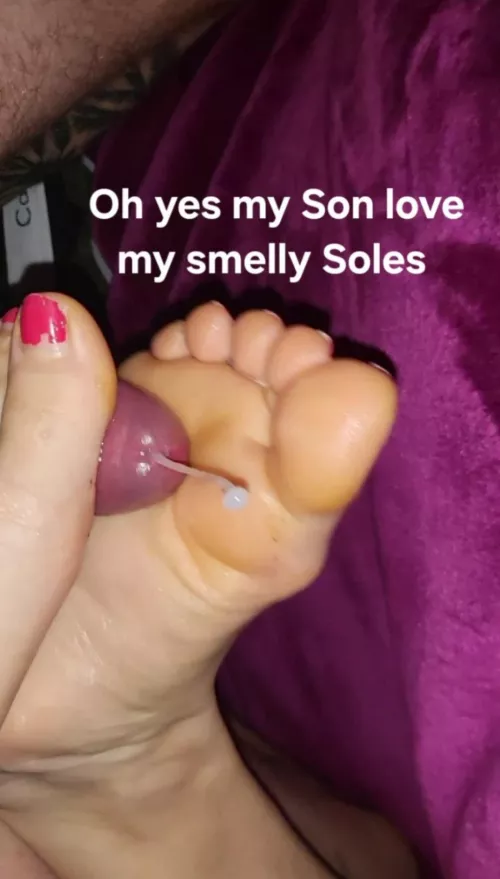 Son love his mom's feet 