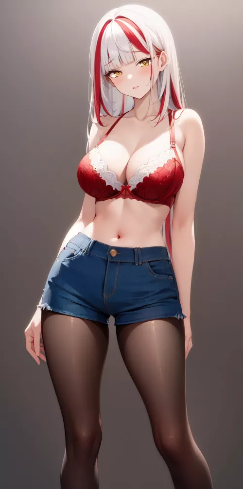 Tights & Denim Shorts