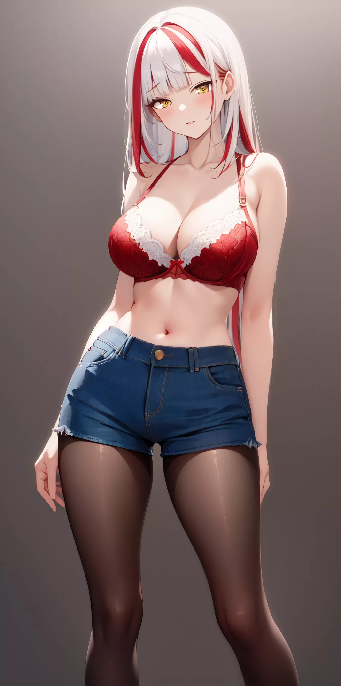 Tights & Denim Shorts