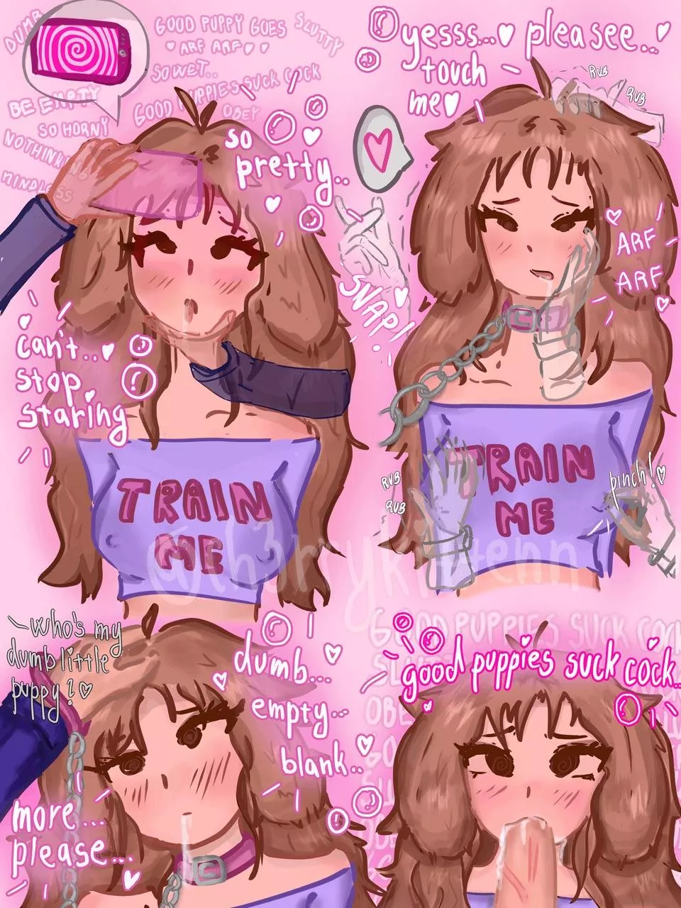 Don't worry cutie, look at the pretty colors and soon you will have nothing to worry about but being a good girl~