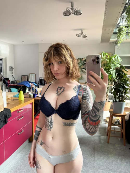 I feel a bit shy in lingerie 