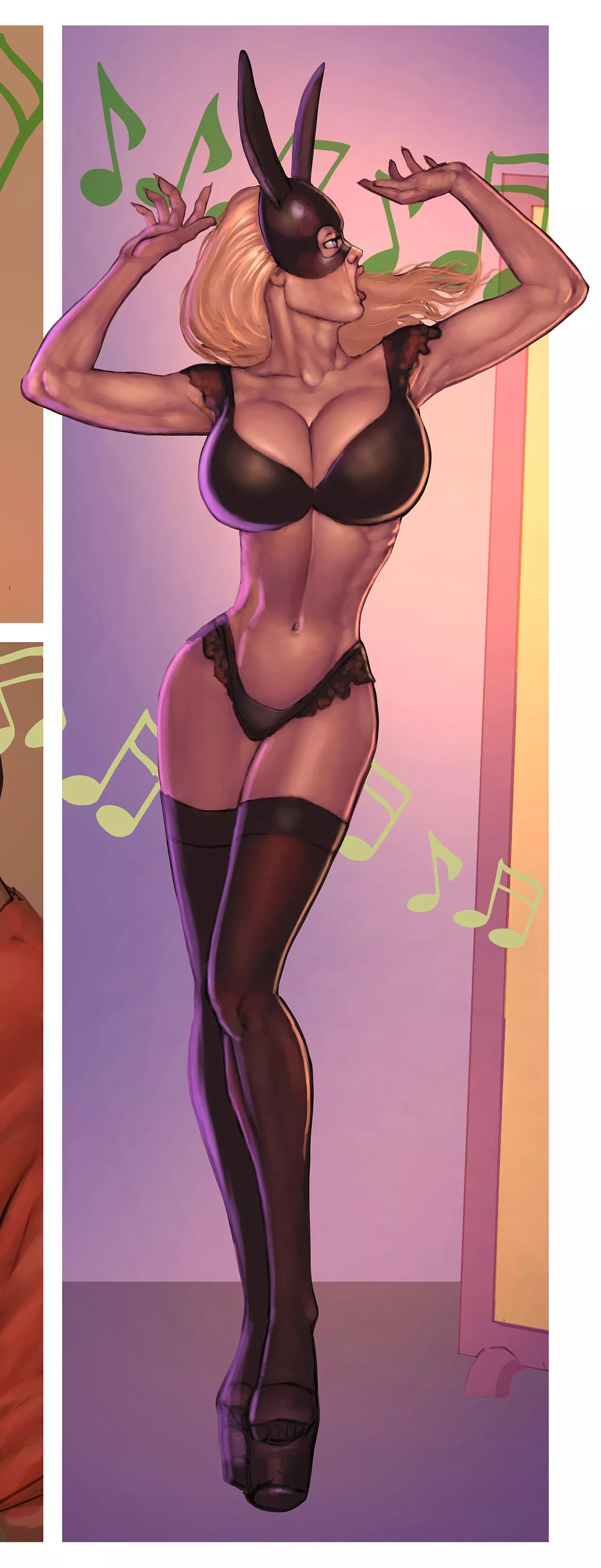 I love to dance in my black lingerie.