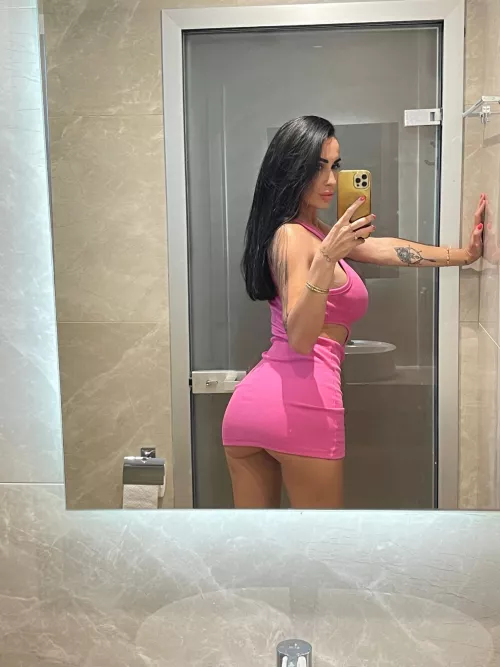 In a dress with no panties 