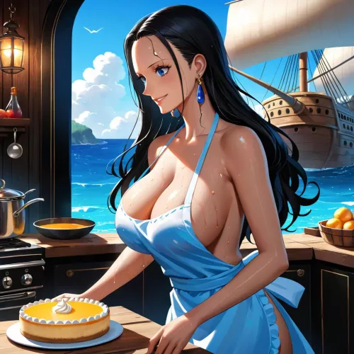 Nico Robin baking cheesecake 2