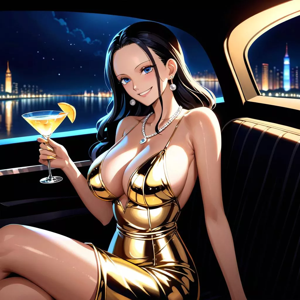 Nico Robin drinking a Martini at midnight