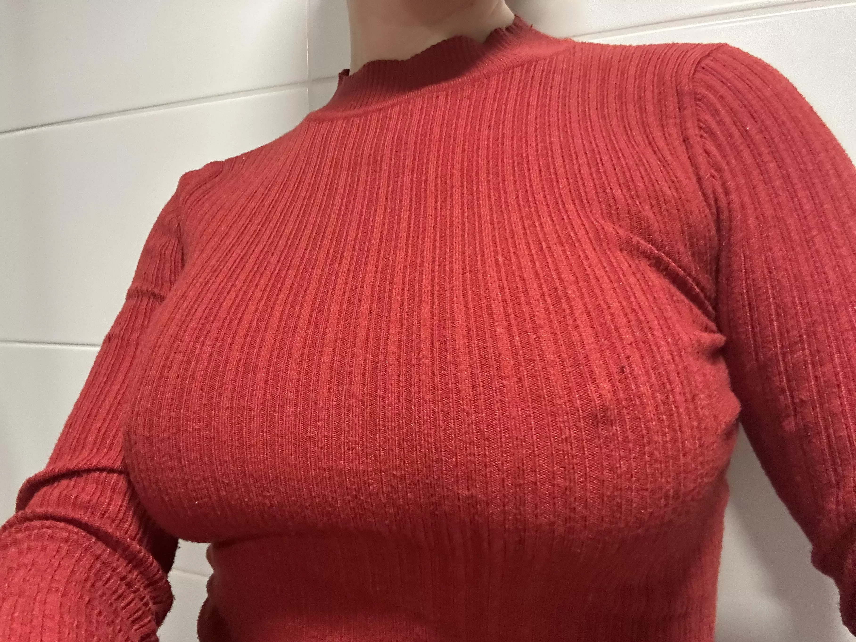 Poking through my sweater 