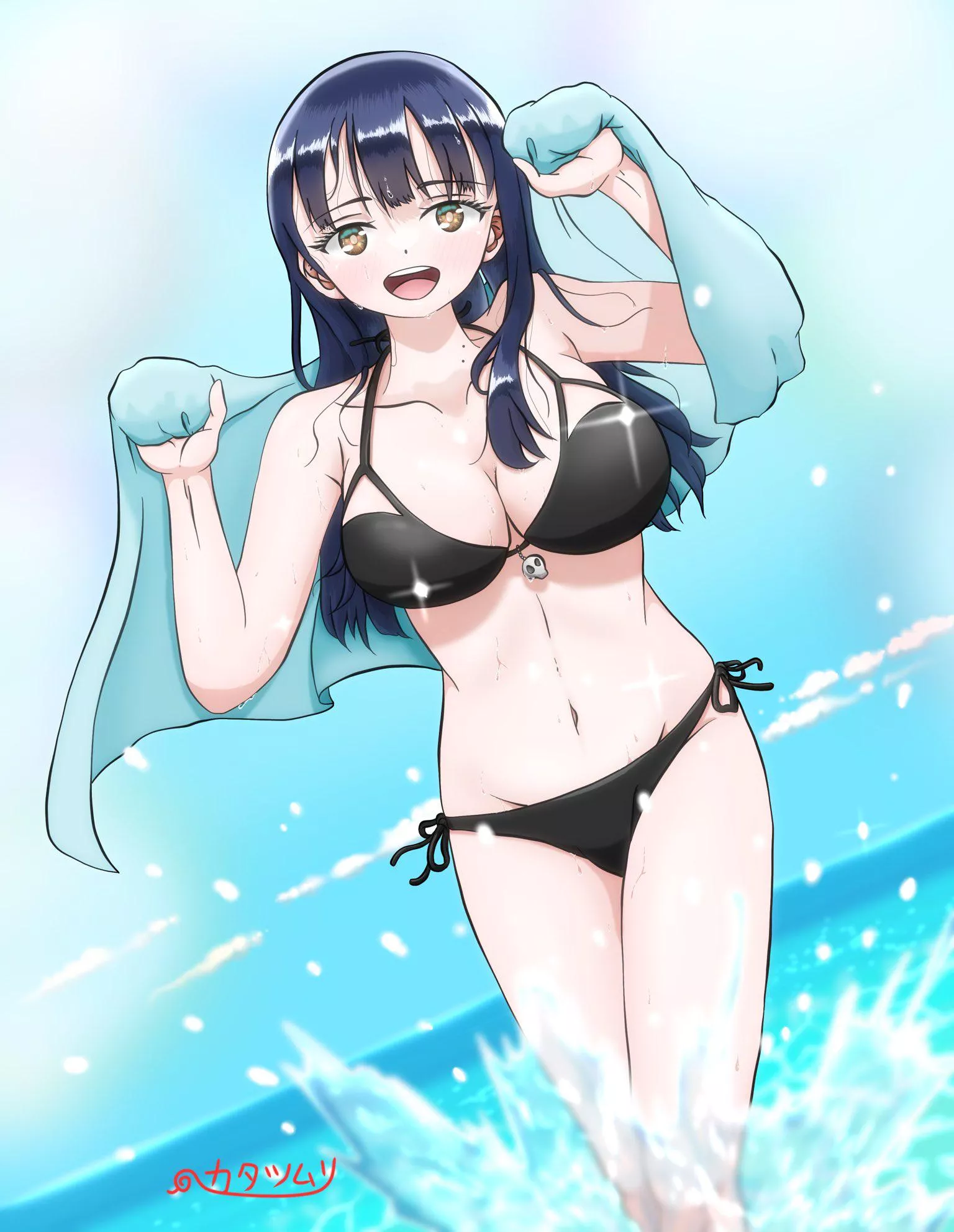 Anna Yamada Wearing Her Black Bikini 