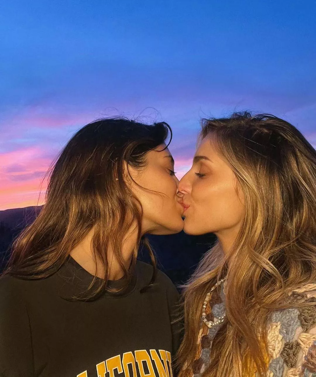 Cute couple sharing a kiss 